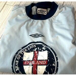 Vintage Umbro soccer England‎ Year of the Lion Blue shirt Tee Medium